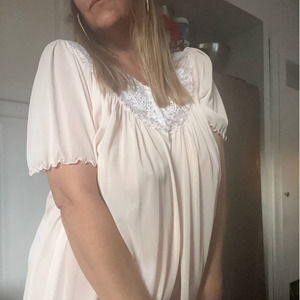 Miss Elaine Classics Light Pink Vintage Ruffled Nightgown OS